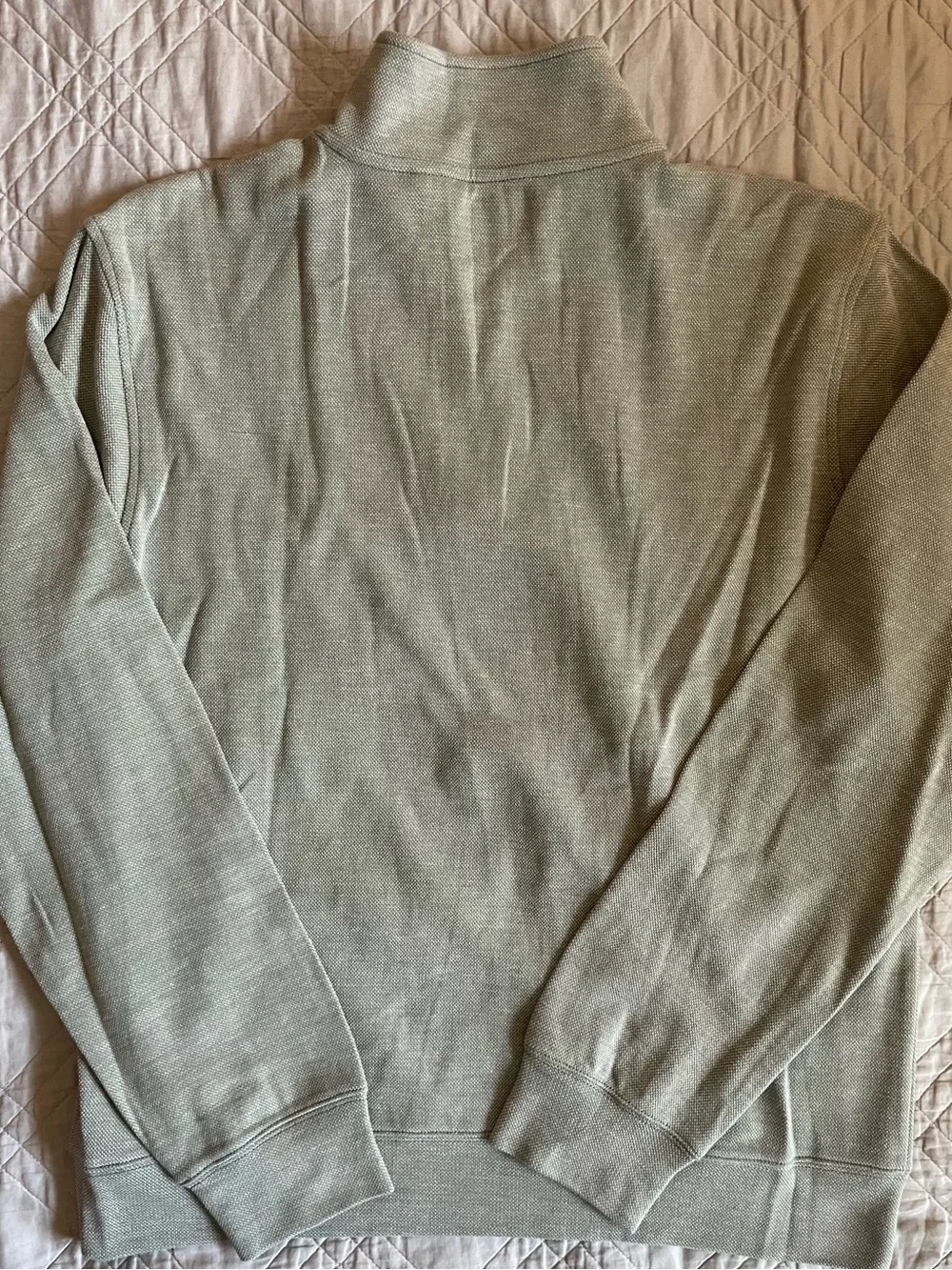 J. CREW FACTORY Performance bird's-eye quarter-zip in Heather Green Size L $110